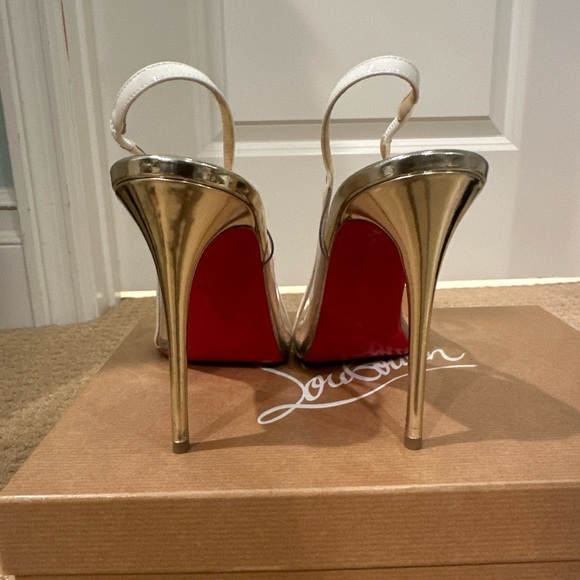 Christian Louboutin White Patent PVC Slingback Heels - Picture 4 of 8